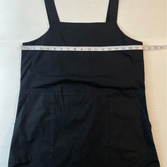 Eileen Fisher Organic Cotton Poplin Apron Dress Size Medium Large Black Pinafore - Picture 4 of 9
